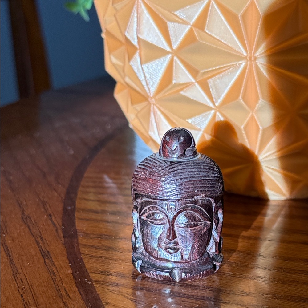 Handcrafted Wooden Buddha Head Sculpture Hand Carved Souvenir Trinket Box Gift - Picture 3 of 10